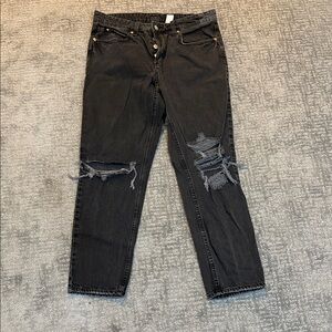 H&M Black Ripped Boyfriend Jeans